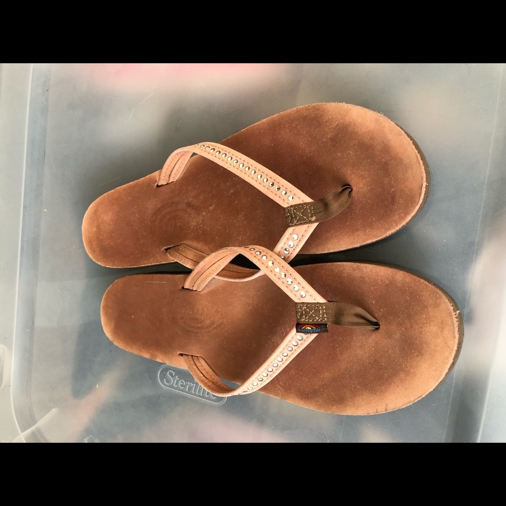 Rainbow flip flops